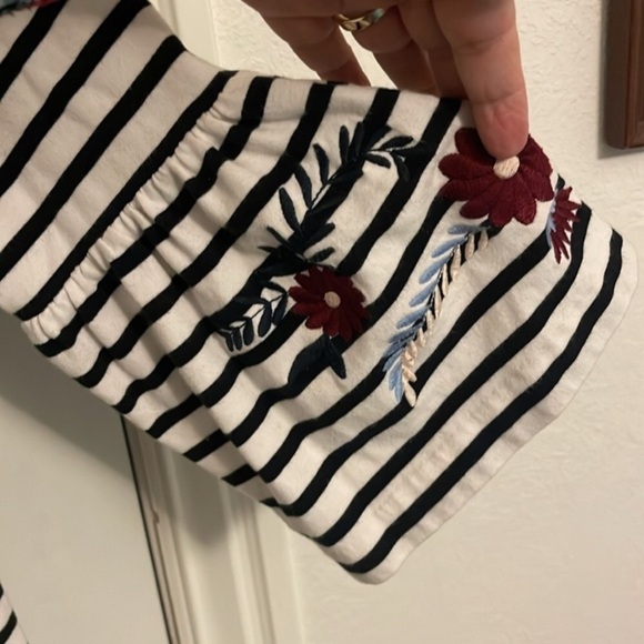 J. CREW Striped Embroidered Flare Top - Picture 4 of 10